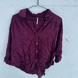 Free People Plum Button-Down Shirt